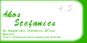 akos stefanics business card